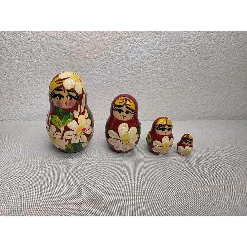 Vintage Russian Nesting Dolls Set – Hand Painted Matryoshka Babushka Dolls decor